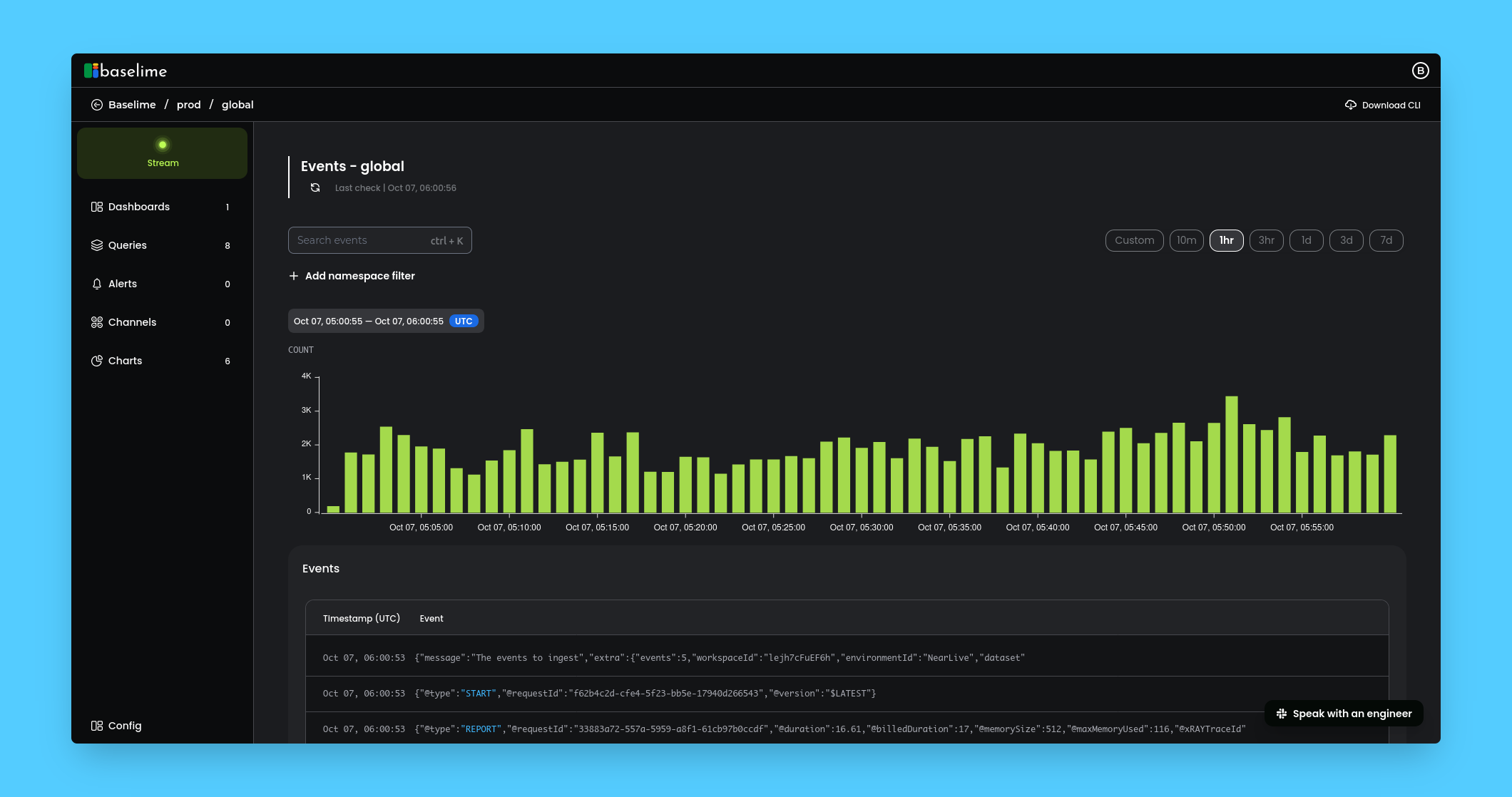 New Baselime console